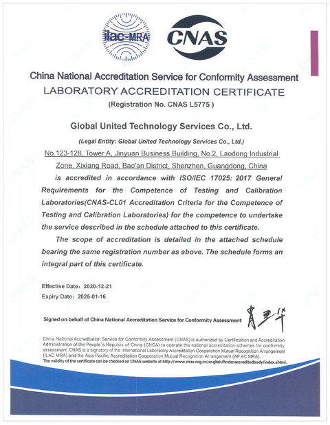 China Global United Technology Services Co.,Ltd. zertifizierungen